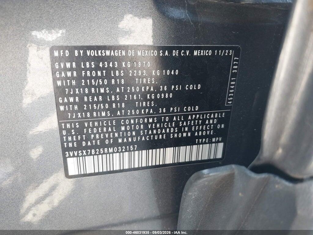 3VVSX7B25RM032157 2024 VOLKSWAGEN TAOS photo no. 9
