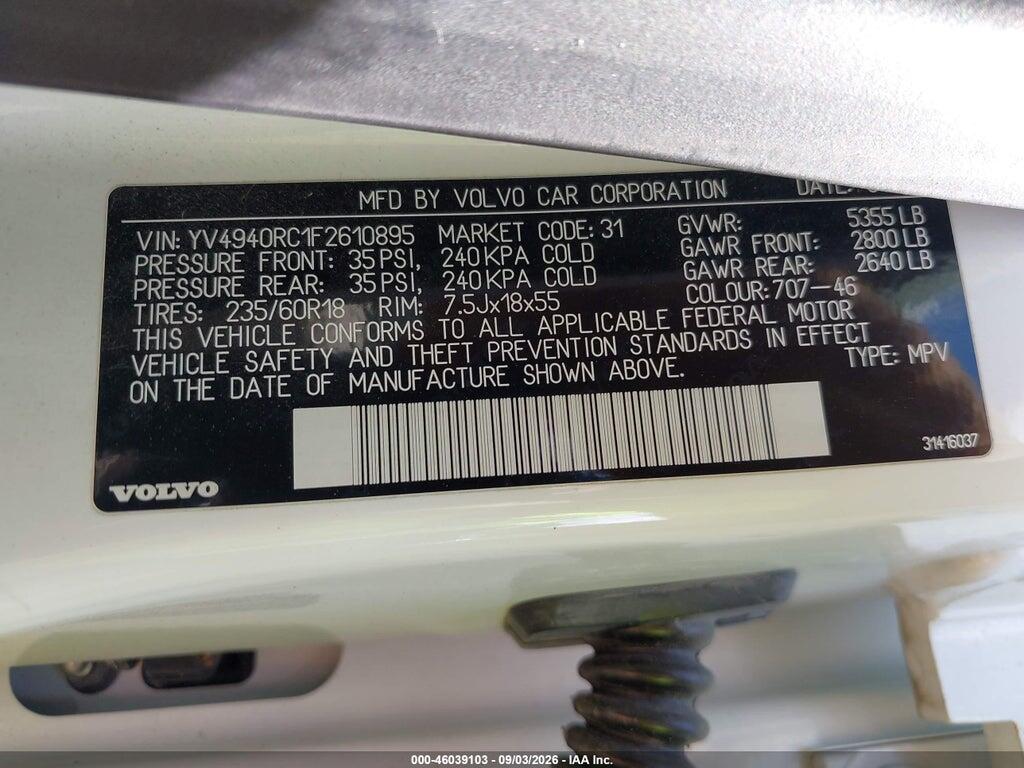 YV4940RC1F2610895 2015 VOLVO XC60 photo no. 9