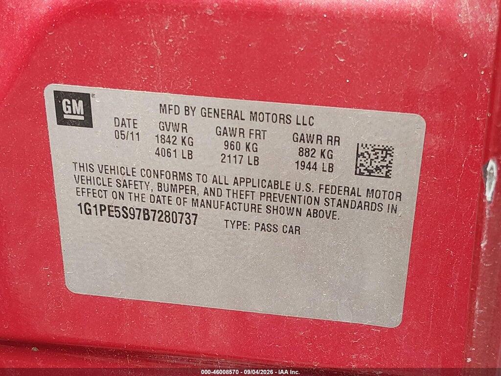 1G1PE5S97B7280737 2011 CHEVROLET CRUZE photo no. 9