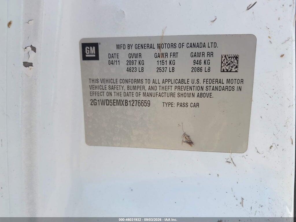 2G1WD5EMXB1276659 2011 CHEVROLET IMPALA photo no. 9