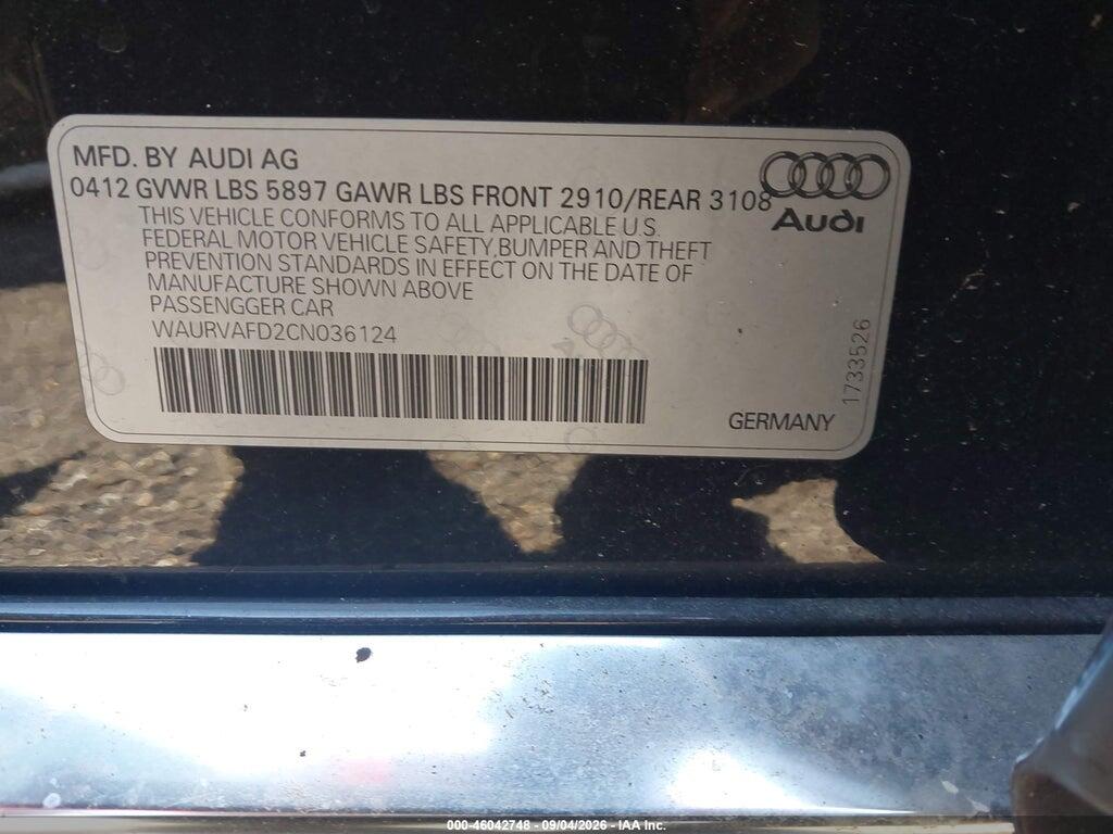 WAURVAFD2CN036124 2012 AUDI A8 L photo no. 9