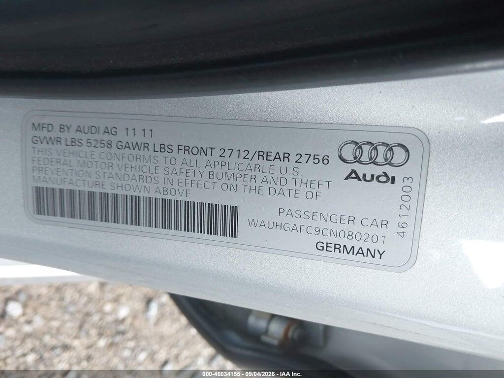 WAUHGAFC9CN080201 2012 AUDI A6 photo no. 9