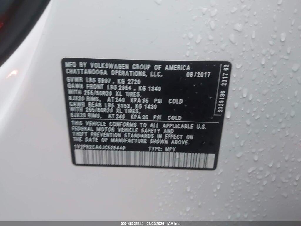 1V2PR2CA6JC528449 2018 VOLKSWAGEN ATLAS photo no. 9