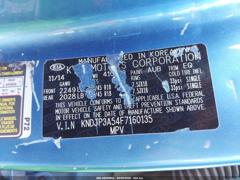 KNDJP3A54F7160135 2015 KIA SOUL photo no. 9