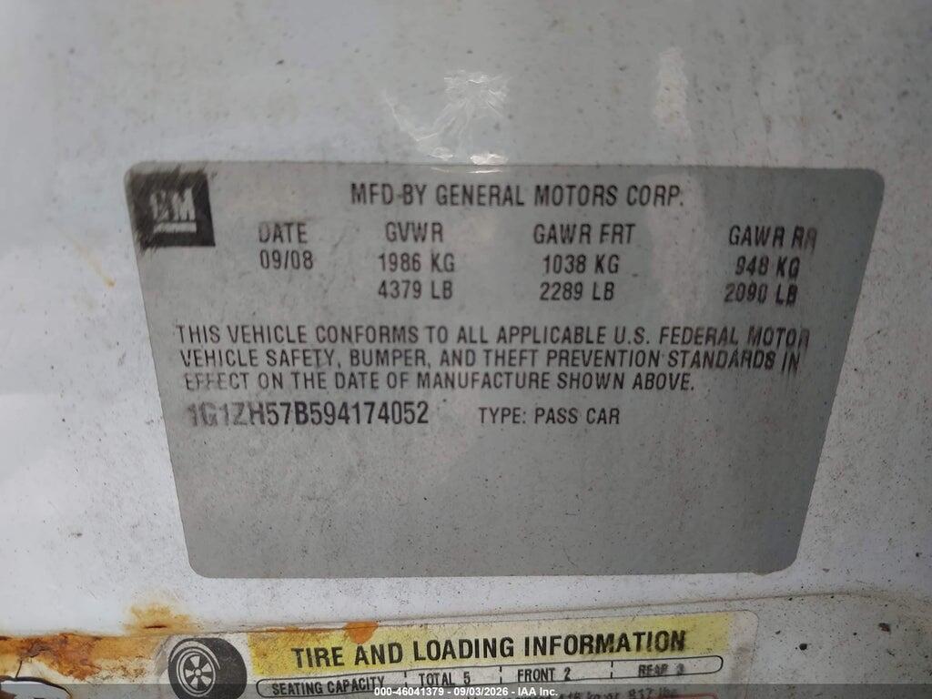 1G1ZH57B594174052 2009 CHEVROLET MALIBU photo no. 9