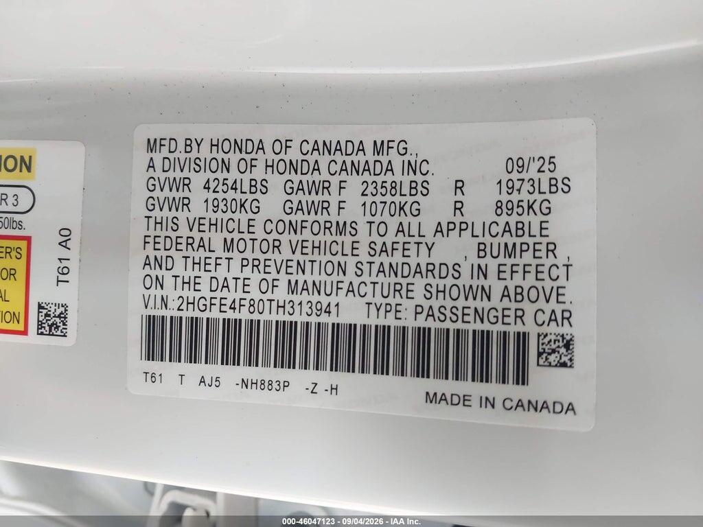 2HGFE4F80TH313941 2026 HONDA CIVIC HYBRID photo no. 9