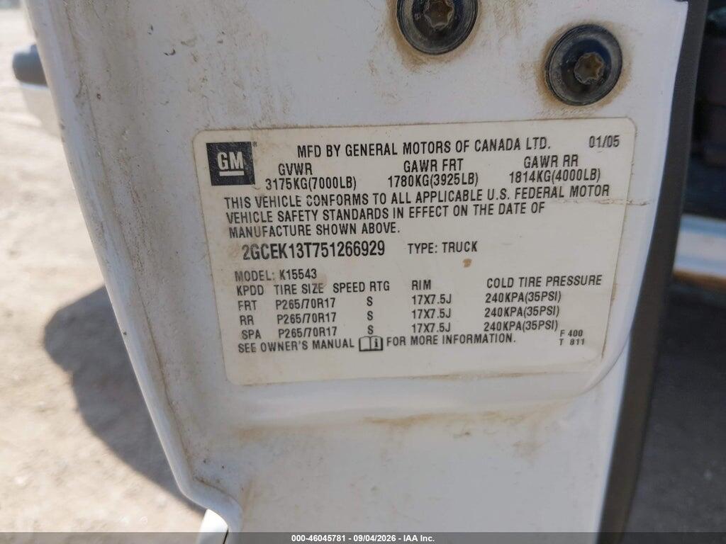 2GCEK13T751266929 2005 CHEVROLET SILVERADO 1500 photo no. 9
