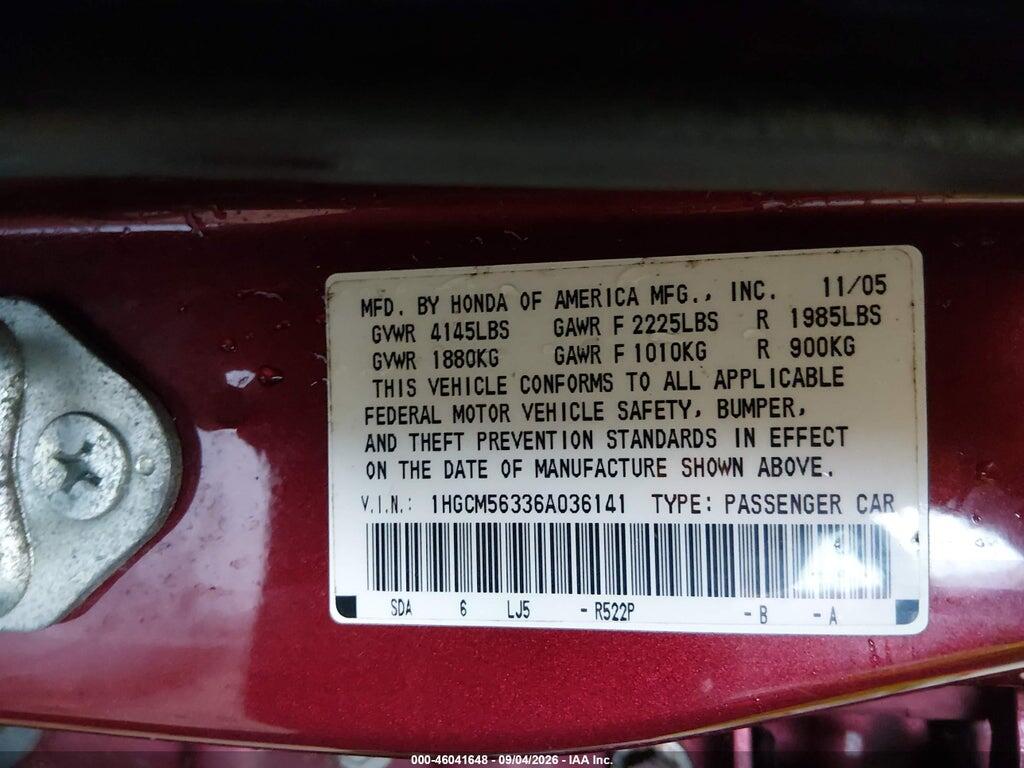 1HGCM56336A036141 2006 HONDA ACCORD photo no. 9