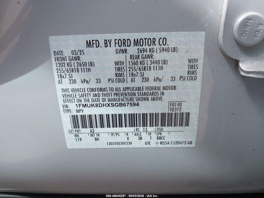 1FMUK8DHXSGB67594 2025 FORD EXPLORER photo no. 9