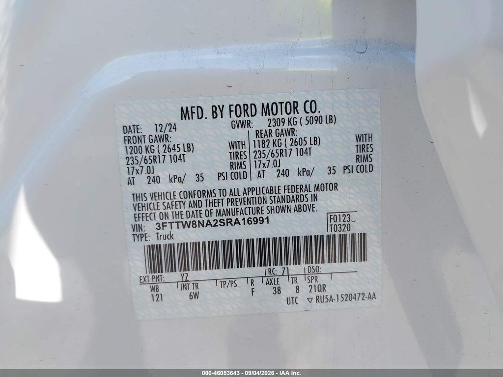 3FTTW8NA2SRA16991 2025 FORD MAVERICK photo no. 9