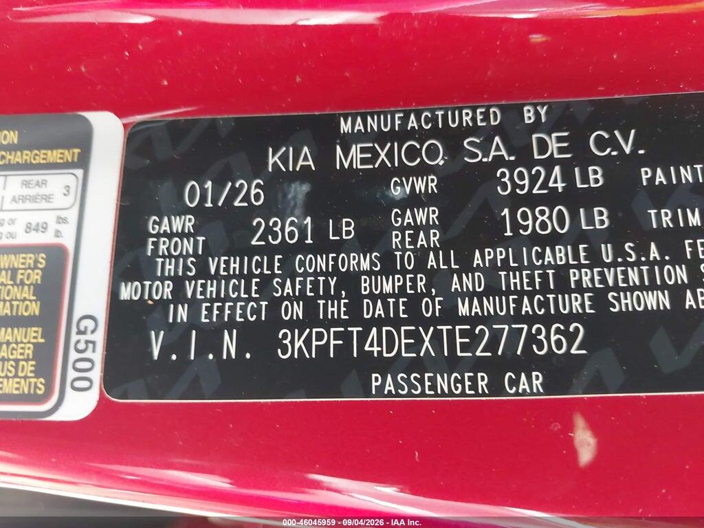 3KPFT4DEXTE277362 2026 KIA K4 photo no. 9