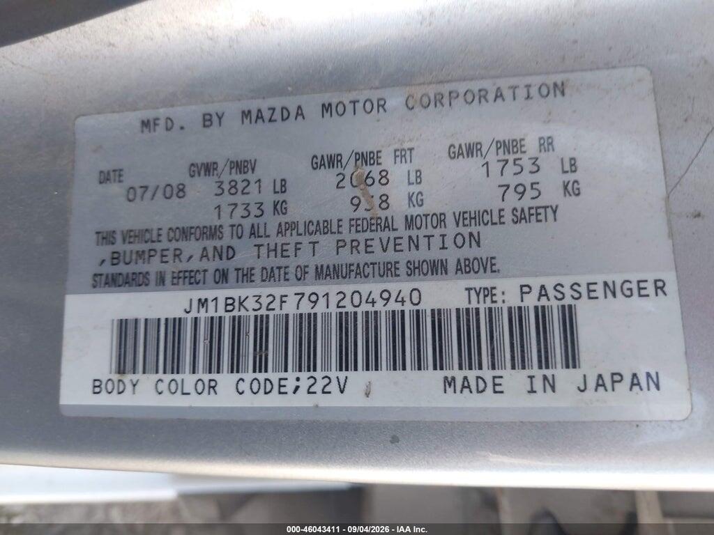 JM1BK32F791204940 2009 MAZDA MAZDA3 photo no. 9