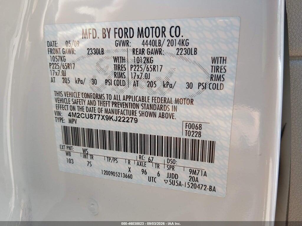 4M2CU877X9KJ22279 2009 MERCURY MARINER photo no. 9