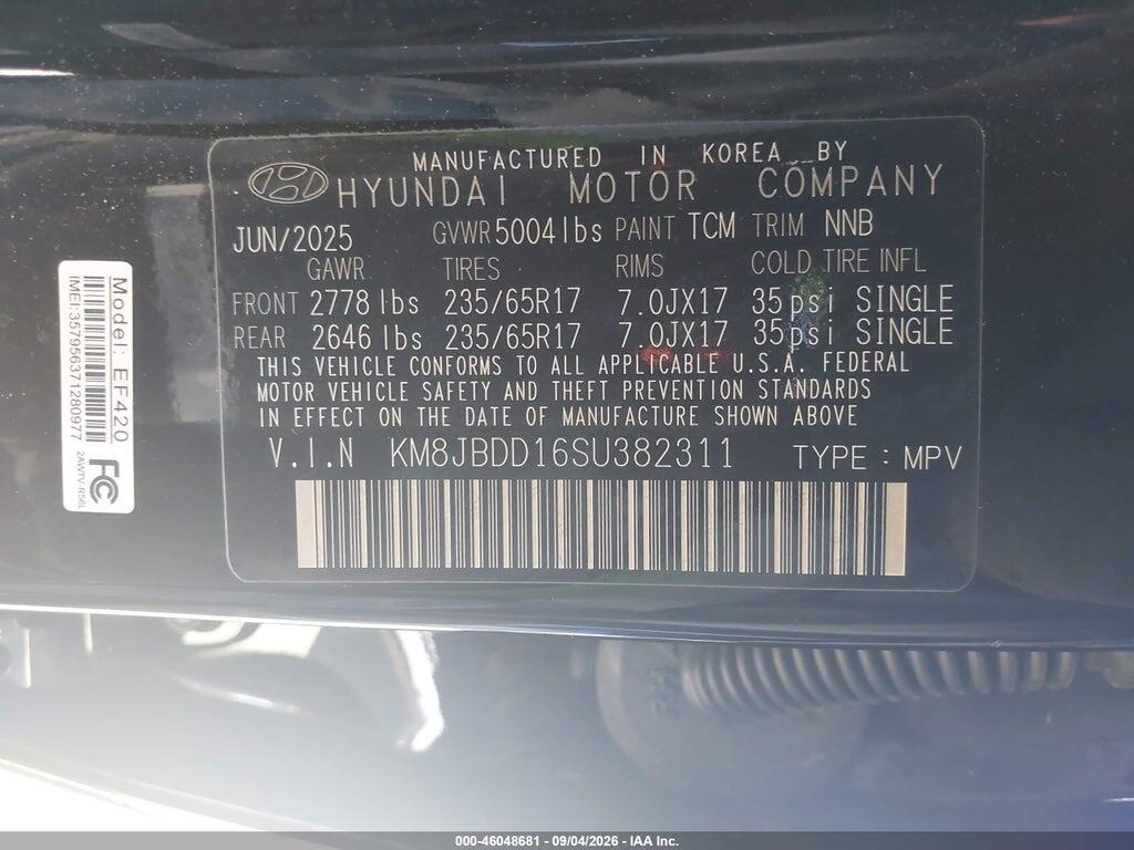 KM8JBDD16SU382311 2025 HYUNDAI TUCSON HYBRID photo no. 9