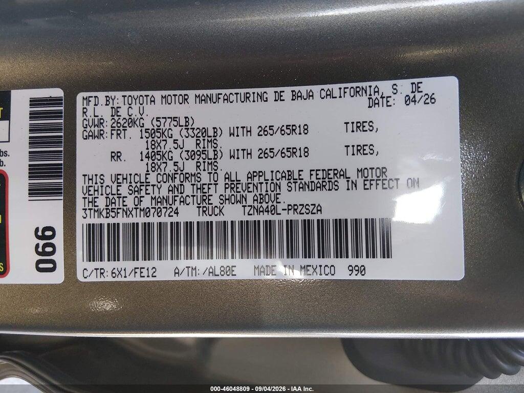 3TMKB5FNXTM070724 2026 TOYOTA TACOMA photo no. 9