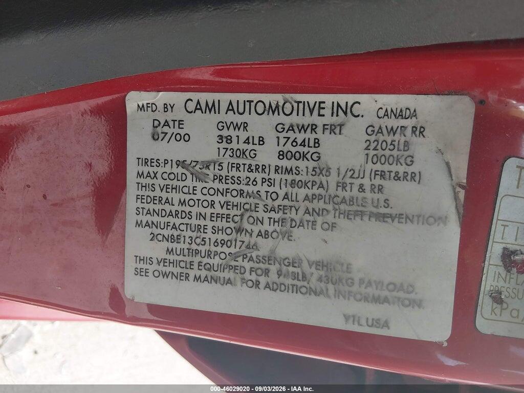 2CNBE13C516901746 2001 CHEVROLET TRACKER photo no. 9
