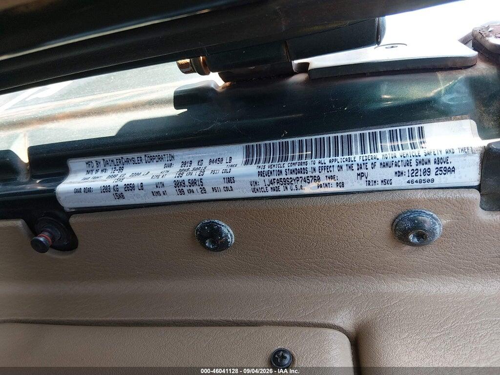 1J4FA59S2YP745760 2000 JEEP WRANGLER photo no. 9