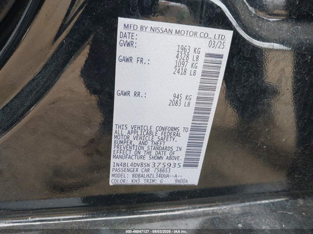 1N4BL4DV8SN375935 2025 NISSAN ALTIMA photo no. 9