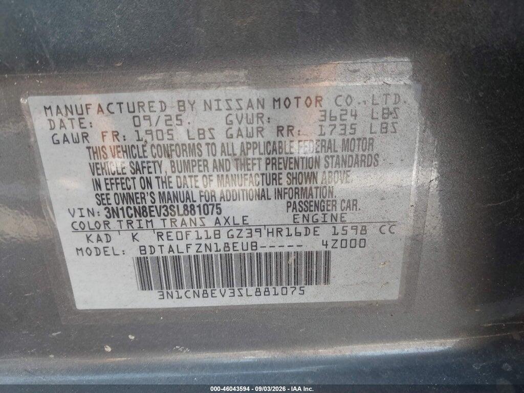 3N1CN8EV3SL881075 2025 NISSAN VERSA photo no. 9