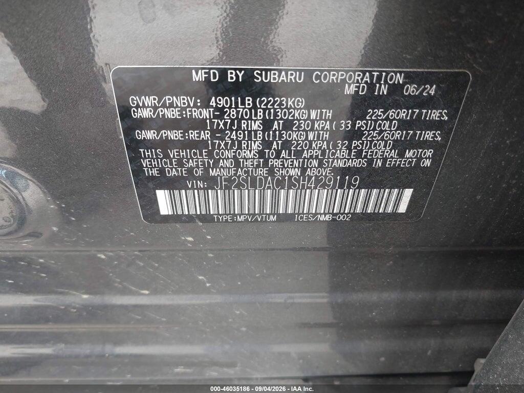 JF2SLDAC1SH429119 2025 SUBARU FORESTER photo no. 9