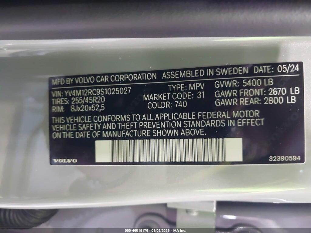 YV4M12RC9S1025027 2025 VOLVO XC60 photo no. 9