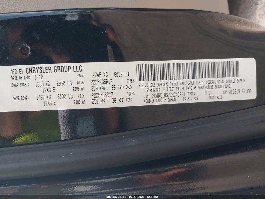 2C4RC1BG7CR245791 2012 CHRYSLER TOWN & COUNTRY photo no. 9