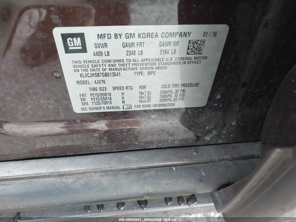 KL4CJHSB7GB613541 2016 BUICK ENCORE photo no. 9