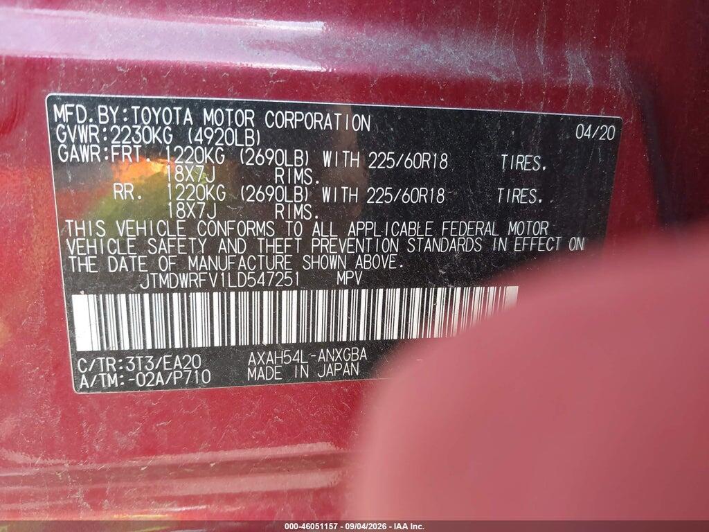JTMDWRFV1LD547251 2020 TOYOTA RAV4 HYBRID photo no. 9