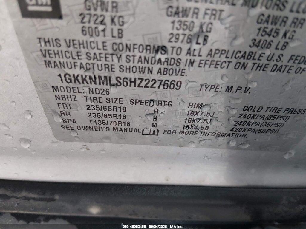 1GKKNMLS6HZ227669 2017 GMC ACADIA photo no. 9