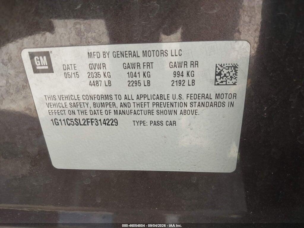 1G11C5SL2FF314229 2015 CHEVROLET MALIBU photo no. 9