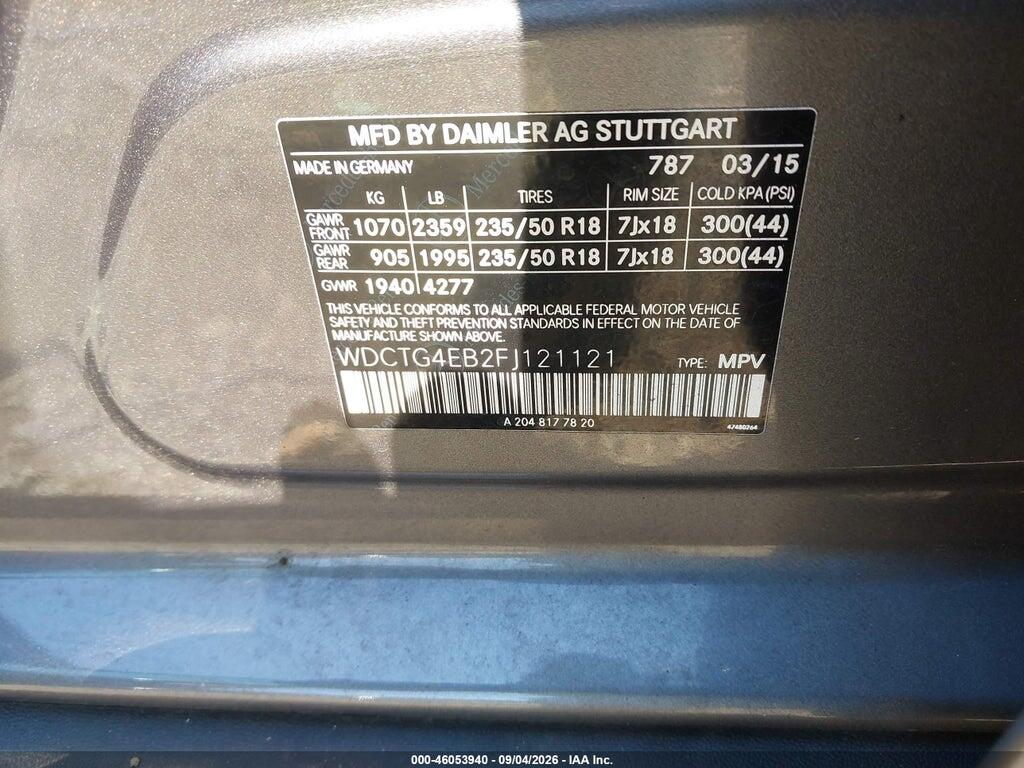WDCTG4EB2FJ121121 2015 MERCEDES-BENZ GLA 250 photo no. 9