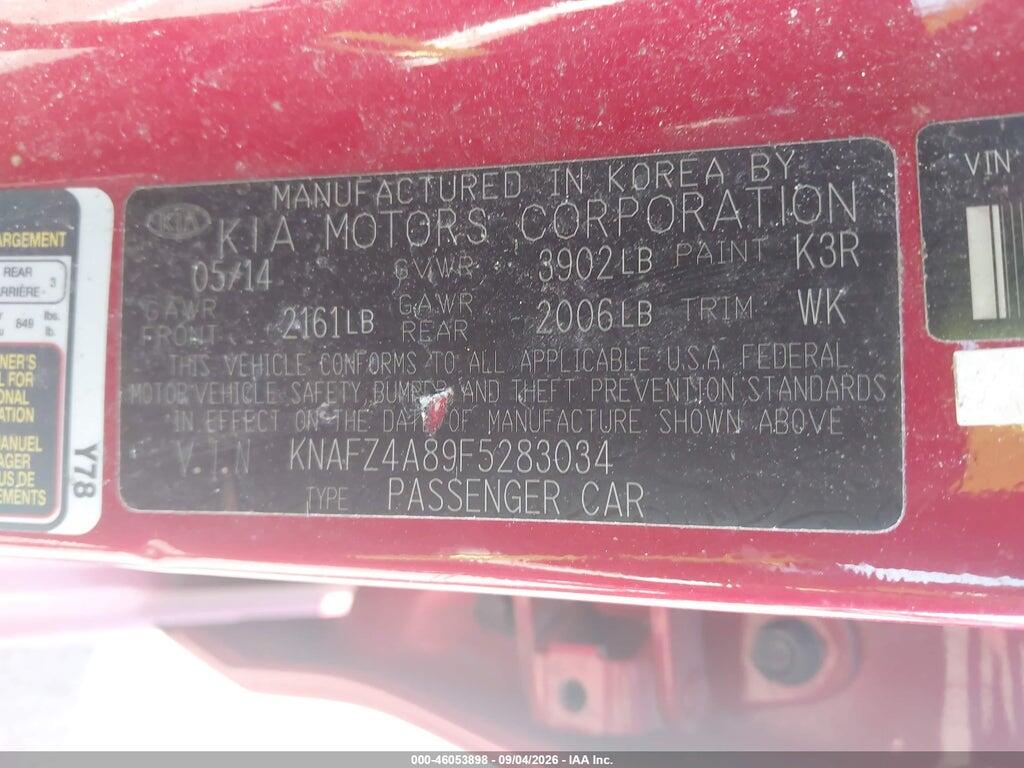 KNAFZ4A89F5283034 2015 KIA FORTE photo no. 7