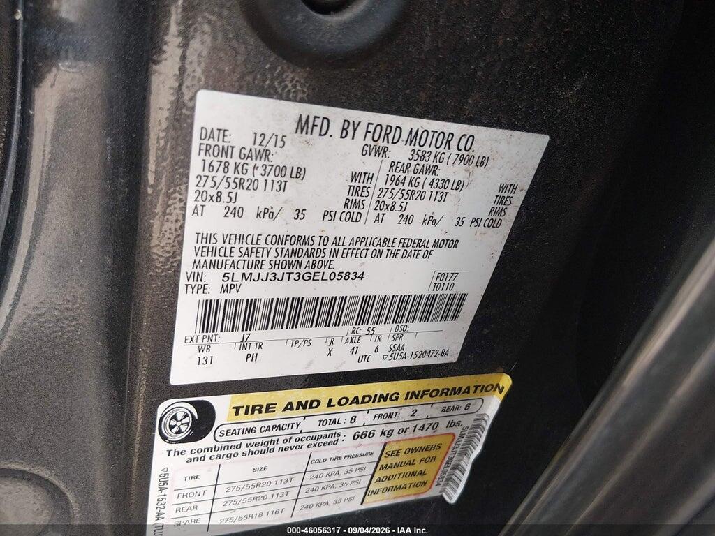 5LMJJ3JT3GEL05834 2016 LINCOLN NAVIGATOR L photo no. 9