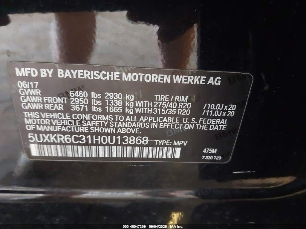 5UXKR6C31H0U13868 2017 BMW X5 photo no. 9