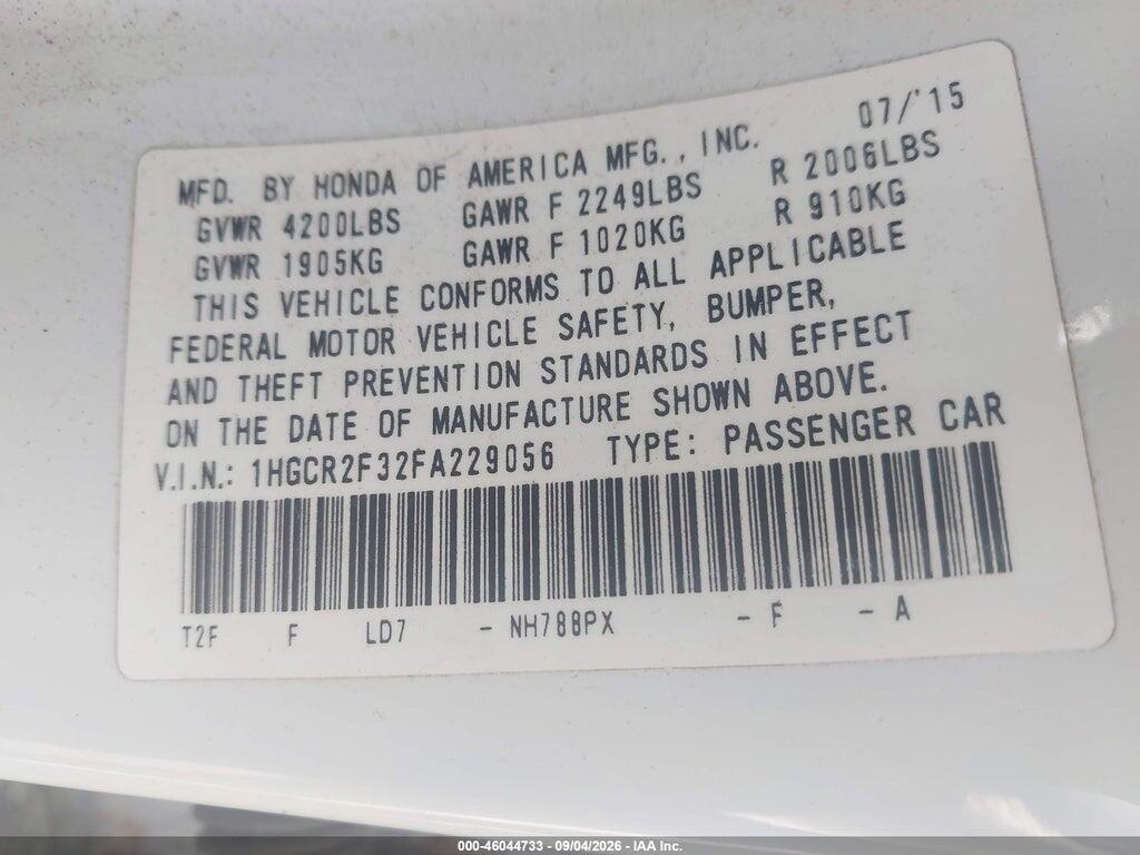 1HGCR2F32FA229056 2015 HONDA ACCORD photo no. 9