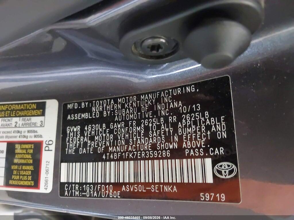 4T4BF1FK7ER359286 2014 TOYOTA CAMRY photo no. 9