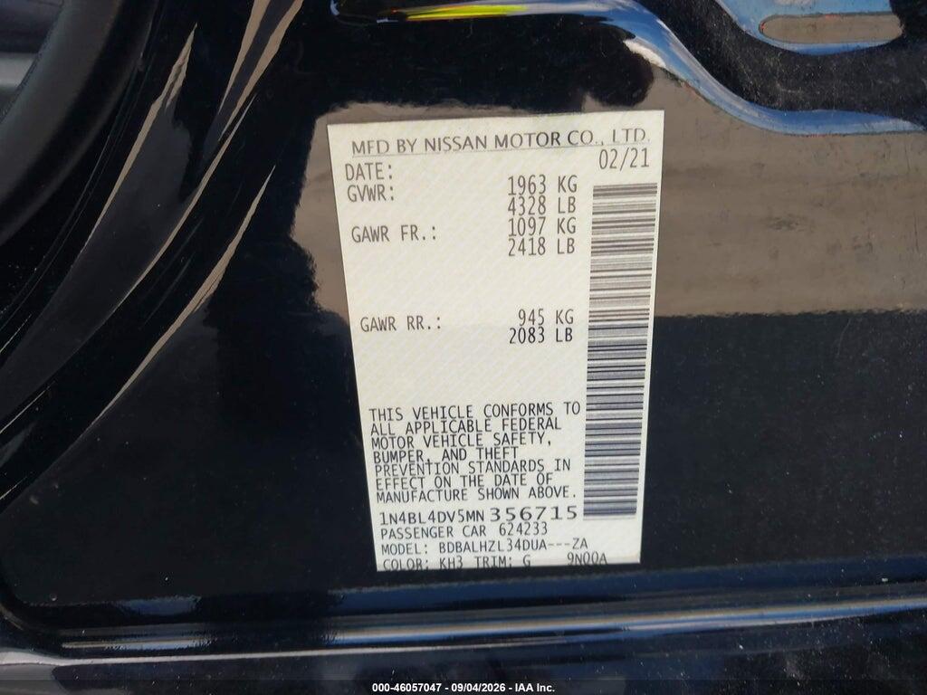 1N4BL4DV5MN356715 2021 NISSAN ALTIMA photo no. 9