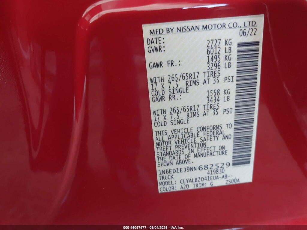 1N6ED1EJ9NN682529 2022 NISSAN FRONTIER photo no. 9