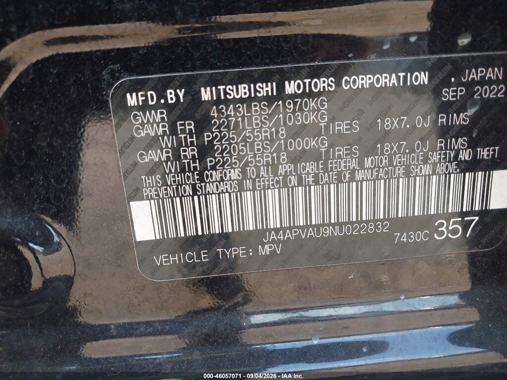 JA4APVAU9NU022832 2022 MITSUBISHI OUTLANDER SPORT photo no. 9