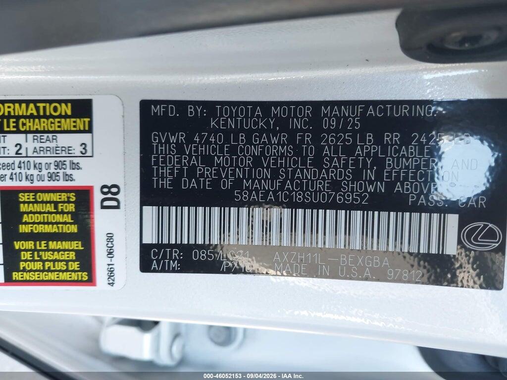 58AEA1C18SU076952 2025 LEXUS ES 300H photo no. 9