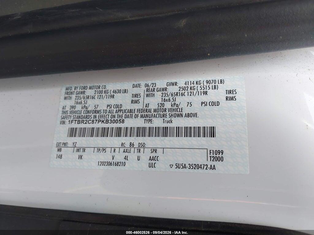 1FTBR2C87PKB30058 2023 FORD TRANSIT-250 photo no. 9