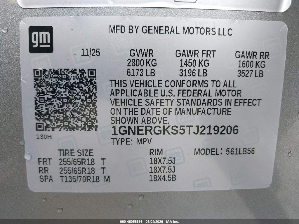 1GNERGKS5TJ219206 2026 CHEVROLET TRAVERSE photo no. 9