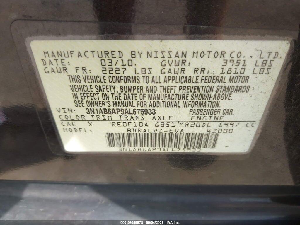 3N1AB6AP9AL675933 2010 NISSAN SENTRA photo no. 9