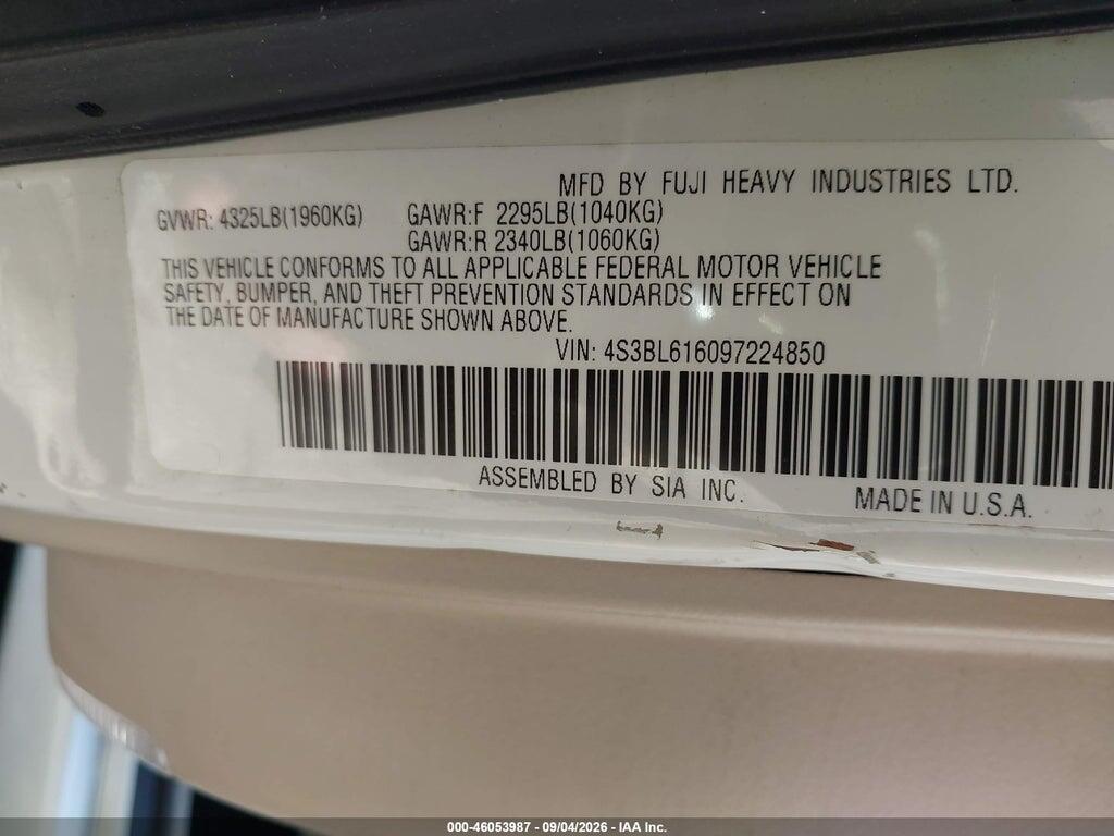 4S3BL616097224850 2009 SUBARU LEGACY photo no. 9