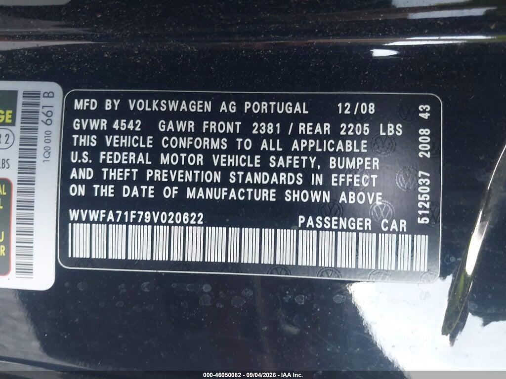 WVWFA71F79V020622 2009 VOLKSWAGEN EOS photo no. 9