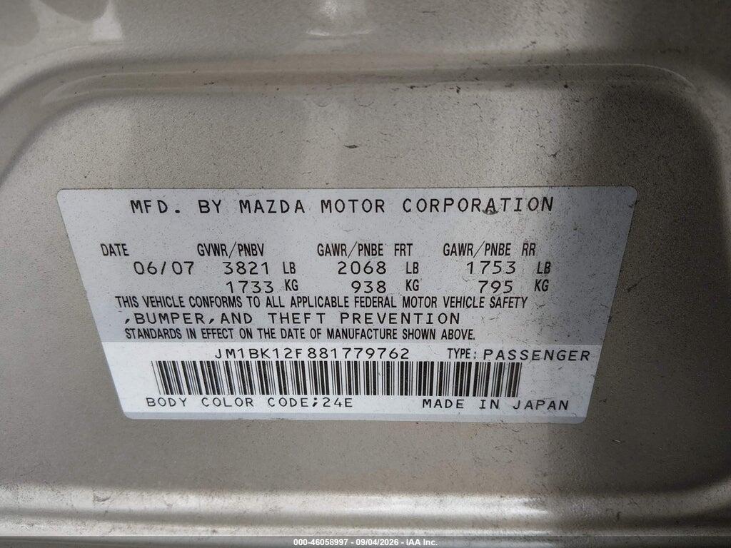 JM1BK12F881779762 2008 MAZDA MAZDA3 photo no. 9