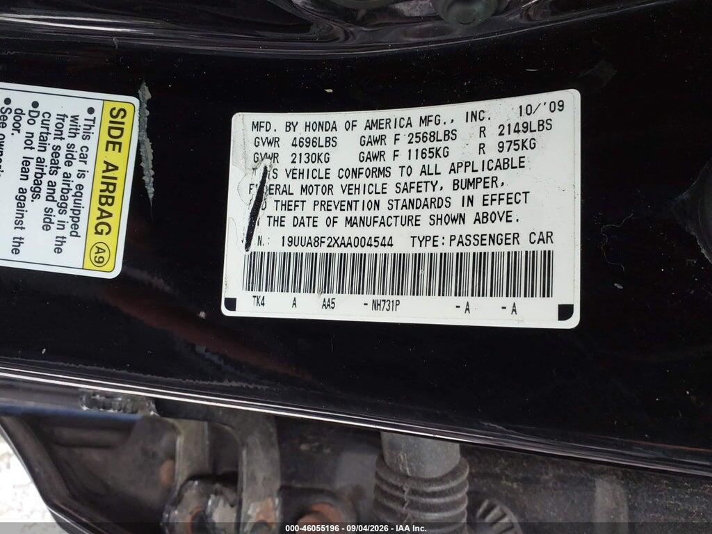 19UUA8F2XAA004544 2010 ACURA TL photo no. 9