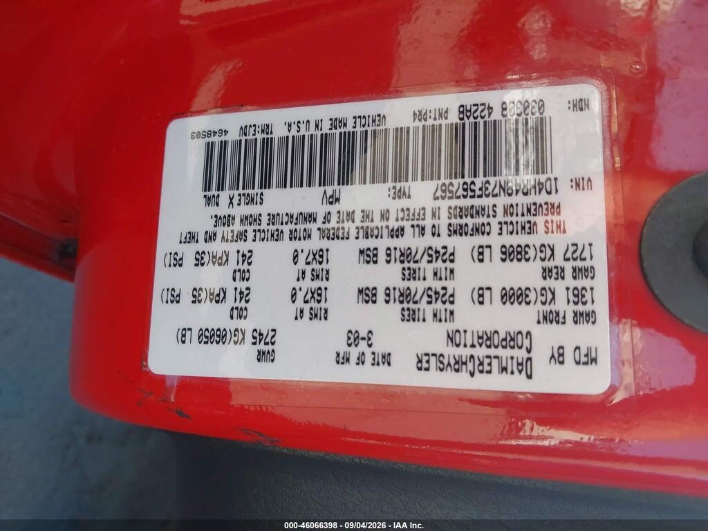 1D4HR48N73F567567 2003 DODGE DURANGO photo no. 9