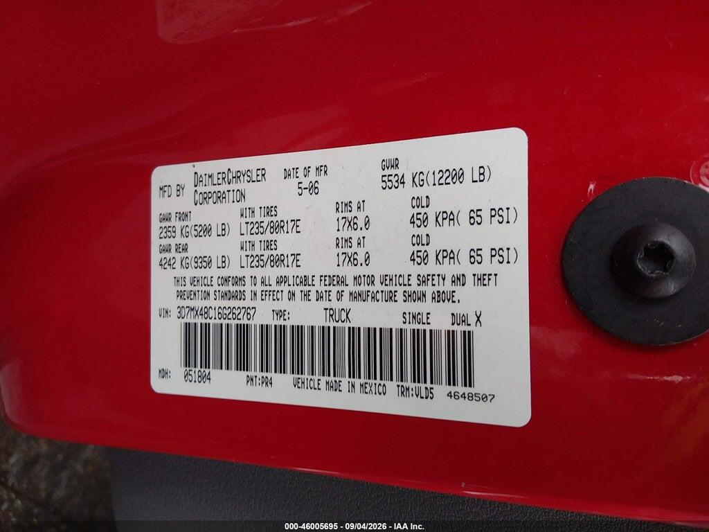 3D7MX48C16G262767 2006 DODGE RAM 3500 photo no. 8
