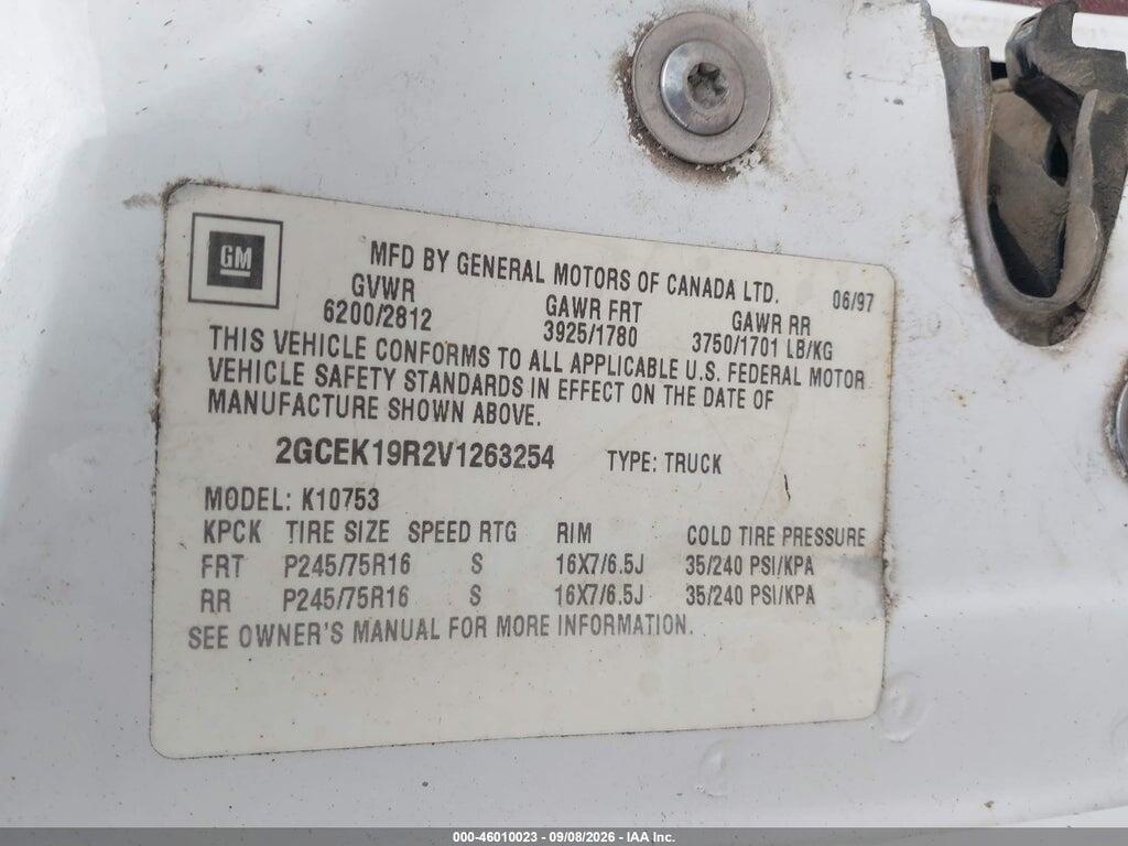 2GCEK19R2V1263254 1997 CHEVROLET K1500 photo no. 9